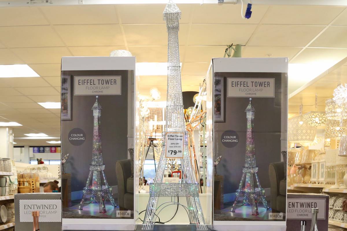 The Range in Dragonville Durham sells this Eiffel Tower floor light