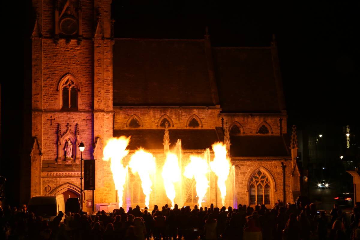 The fire show spectacular at the end of Fire and Ice Durham