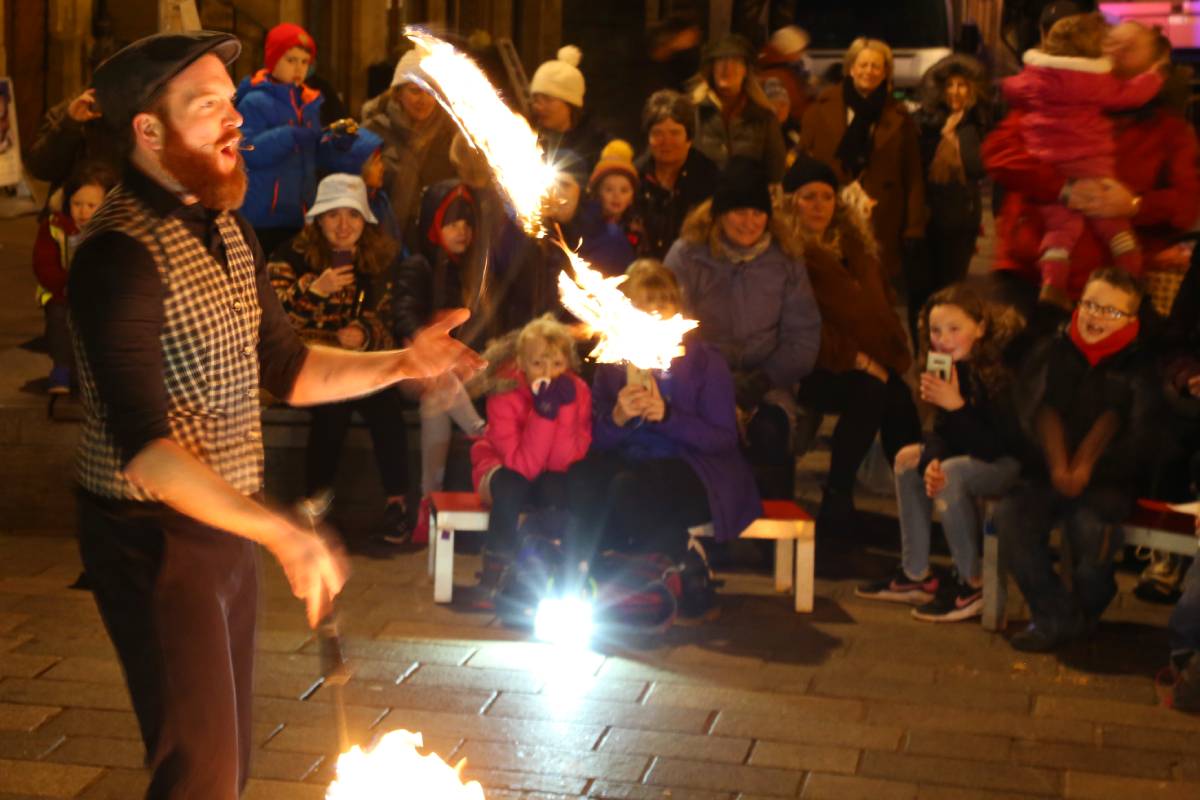 The fire show performer at Durham Fire and Ice 2020