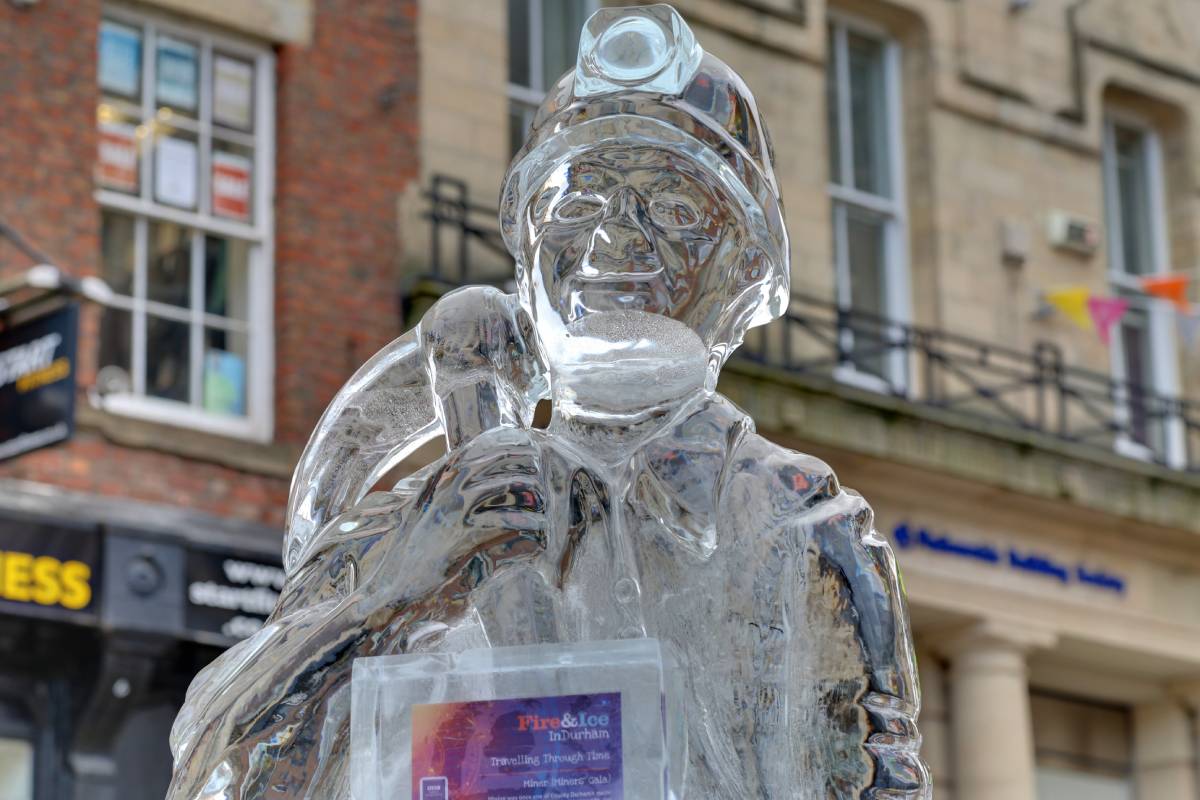 The Fire and Ice Festival sculpture of a miner